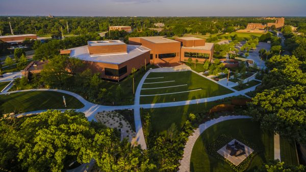 Aerial view of the Art Garden from the east side of the property looking west
