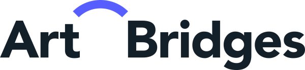 Art Bridges logo in black, sans serif font with a purple curved line connecting the words