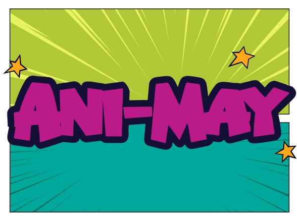 Graphic design with the words Family ArtVenture presents Ani-May