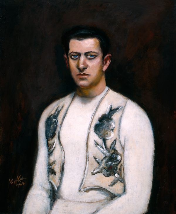 A 3/4 view of a male circus performer. The model was Frank Landy.