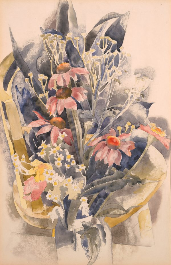 A wide variety of flowers form a bouquet that fills the space.