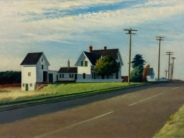 Edward Hopper, Route 6, Eastham, 1941, oil on canvas, 33 3/4 x 44 3/4 x 3 3/4 in. Swope Art Museum, Museum Purchase.