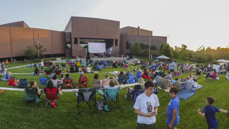 Panoramic photo of the Art Garden during Tunes+Tallgrass in 2019